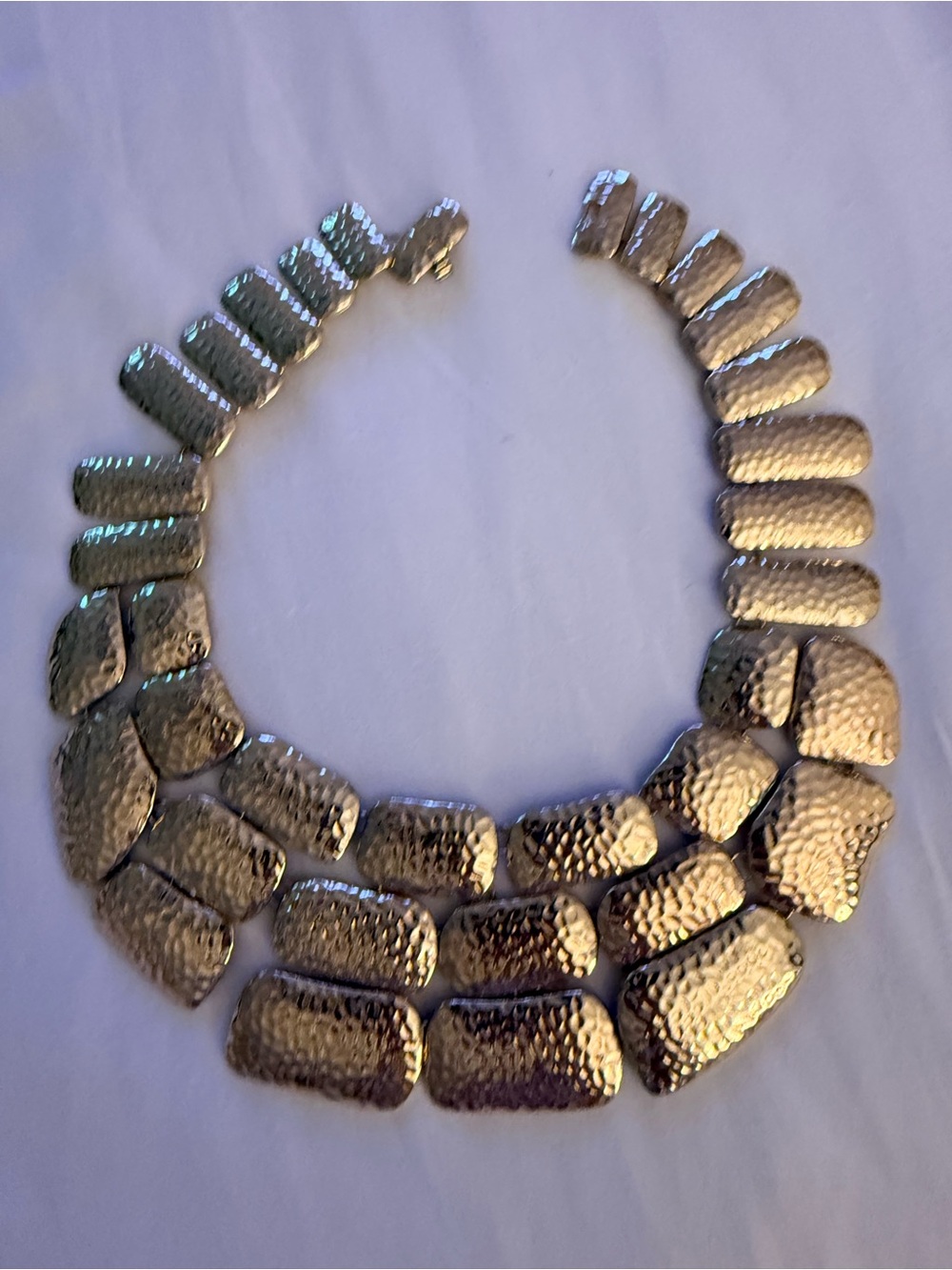 Hammered Metal Statement Necklace in Gold